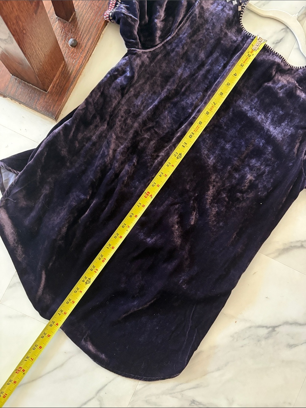 Johnny Was Deep Purple Velvet Floral Embroidered Short Sleeve Tee - Picture 5 of 6